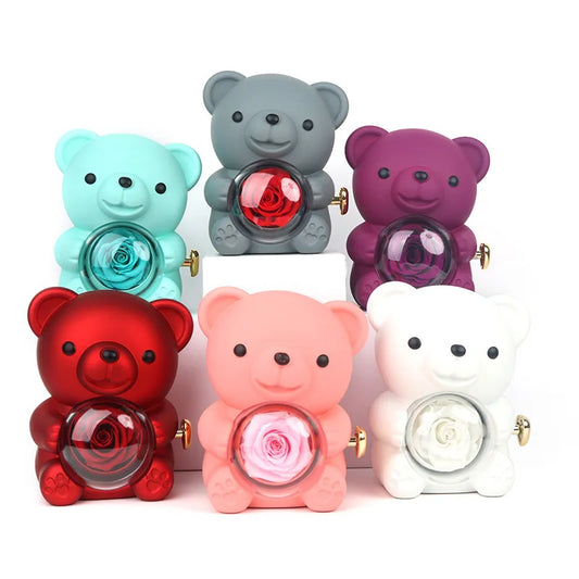 Eternal Rose Bear Box – Elegant Gift with Necklace & Storage